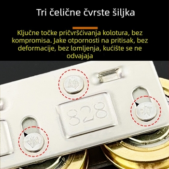 4-dijelni set 828 tipa kolotnica za klizna vrata i prozore – aluminijska legura, vodilica tračnice