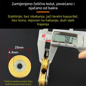 4-dijelni set 828 tipa kolotnica za klizna vrata i prozore – aluminijska legura, vodilica tračnice