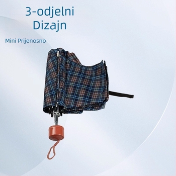 Reverzivni sklopivi kišobran s kariranim uzorkom, ručno otvaranje/zatvaranje, 8 čeličnih rebara, tkanina od netkanog materijala, UPF > 40