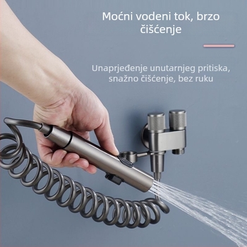 Set pištolja za tuširanje na toaletu — nehrđajući čelik, ugradnja u zid, tlak 1 MPa, unutarnji promjer 20 mm, za toaletu, kupaonicu i balkon