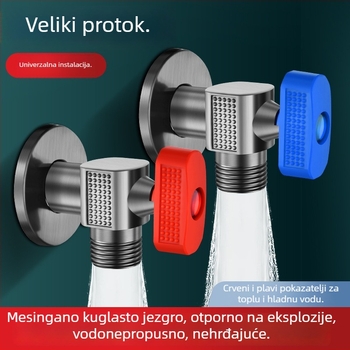 Kuglasti ventil za plinski bojler, bakreno i cinkovo legura, navojni priključak, pogodan za kupaonicu, kuhinju i balkon
