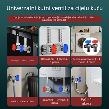 Kuglasti ventil za plinski bojler, bakreno i cinkovo legura, navojni priključak, pogodan za kupaonicu, kuhinju i balkon