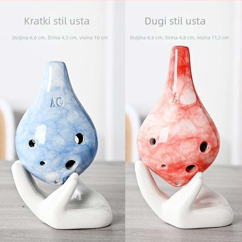 Keramička ocarina s pjenušastom glazurom, 6 rupa, modeli s dugim i kratkim ustima, od Chengtai Ceramics