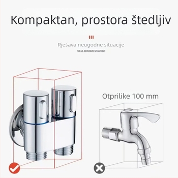 Set WC od nehrđajućeg čelika s jednim ulazom i dva izlaza, kutni ventili, pištolj za prskanje pod pritiskom, ugradnja u zid, model HM-5580