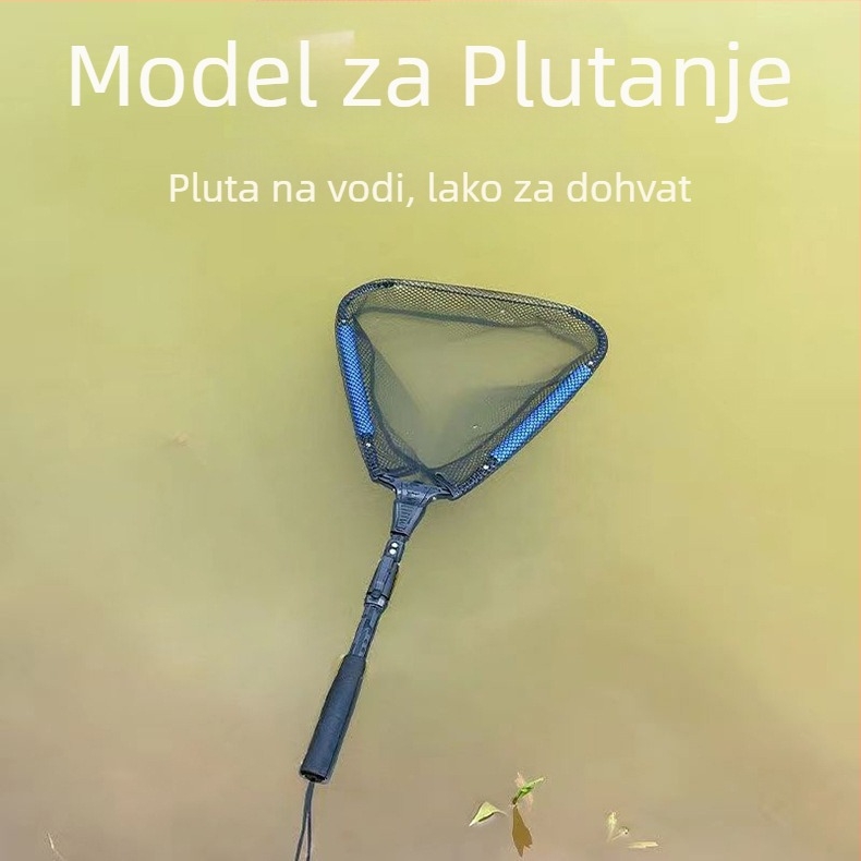 Sklopiva mreža za ribolov od aluminijske legure, s plovnim sustavom, dubina mreže 75 cm, fino mrežasto, za lov varalicom