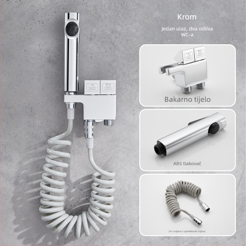 Ugradni set tuš-bide WC-a od mesinga — Piano Keys Toilet Mate, mesing tijelo, radni tlak 3–15 kg, ugradnja u zidu