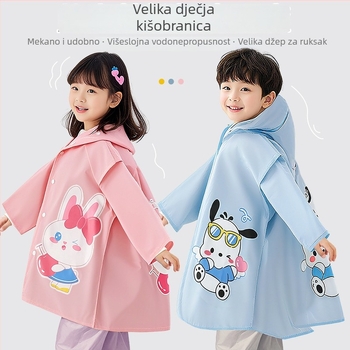Dječji kišni pončo, crtani stil, poliester tkanina, za školu