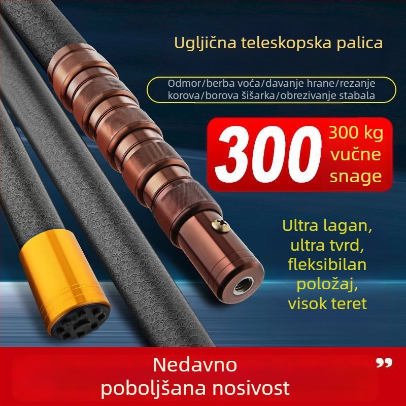 Karbonska teleskopijska mreža za ribolov s izuzetno čvrstim štapom — skalabilna, višestruka namjena
