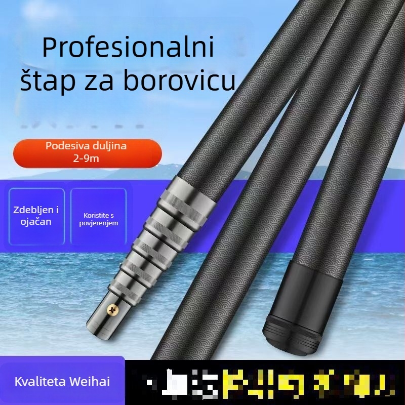 Karbonska teleskopijska mreža za ribolov s izuzetno čvrstim štapom — skalabilna, višestruka namjena