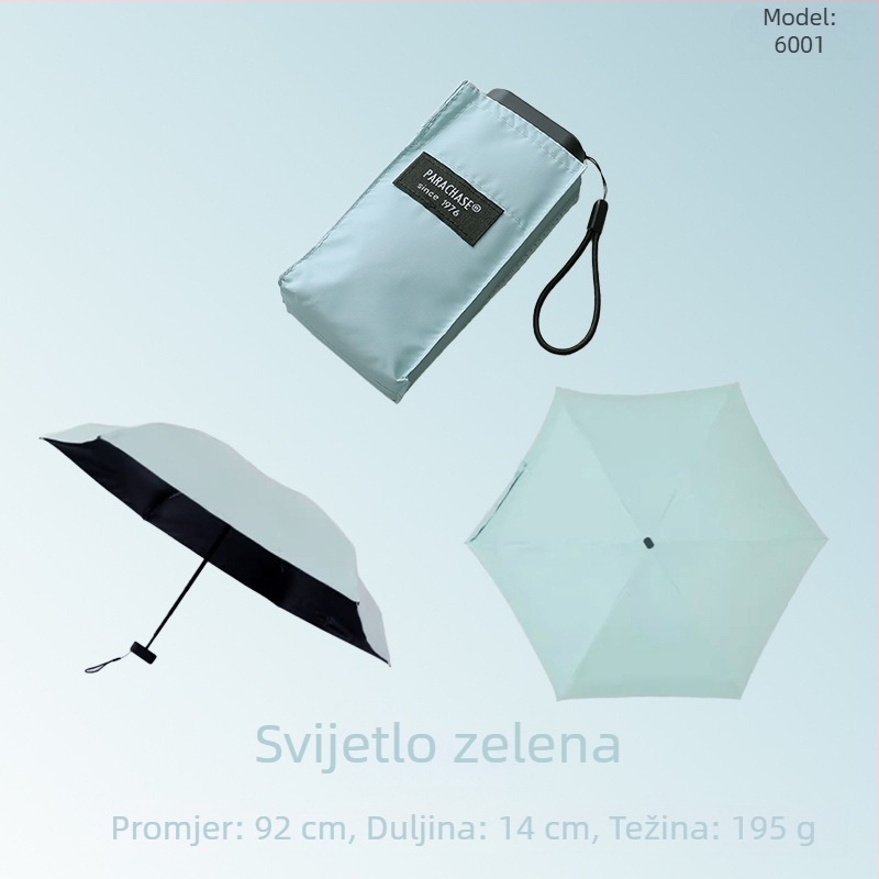PARACHASE kišobran za sunce s UV zaštitom, petokraki i šestokraki sklopivi, kompaktan i prenosan