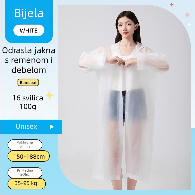 Pončo za kišu za odrasle — debeli EVA materijal, višekratna upotreba, za jednu osobu, planinarenje i vožnju biciklom, prijenosno (debel EVA; jedna osoba; planinarenje i biciklizam)