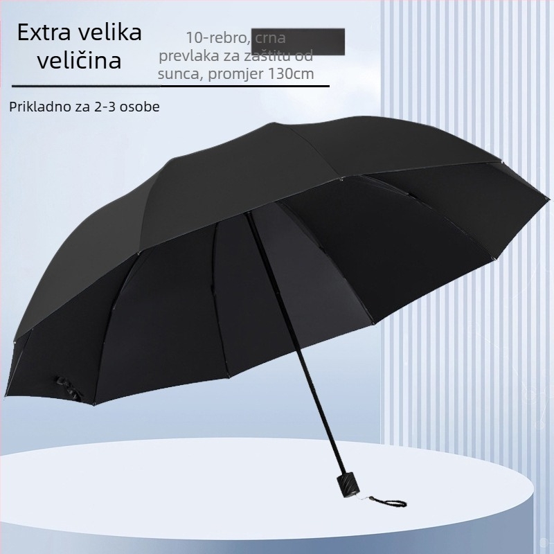 Trostruki sklopivi kišobran za sunce s UPF iznad 40, poliester 170T, 10 željeznih rebara, ručno otvaranje, mogućnost tiskanja logotipa