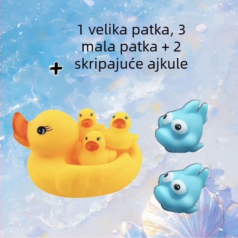 Set igračaka za kupanje za bebe sa zvukovima patkica — PVC materijal, za uzrast 0–3 godine