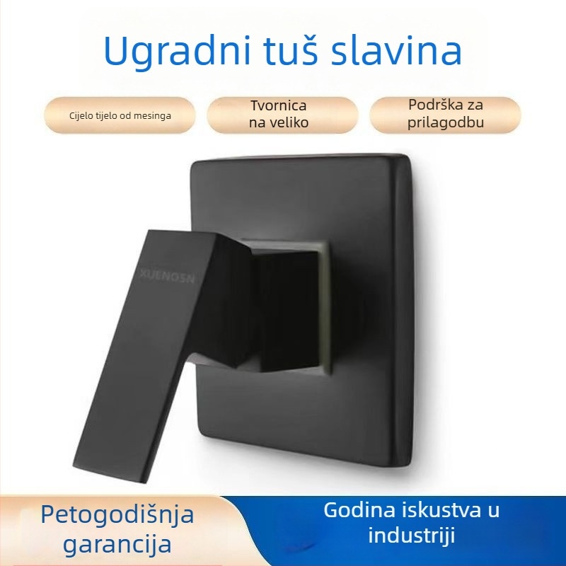 Zatvoren zidni tuš miješalica bakrenog, kvadratnog oblika, trocjevni miješajući ventil, keramicki jezgre ventil