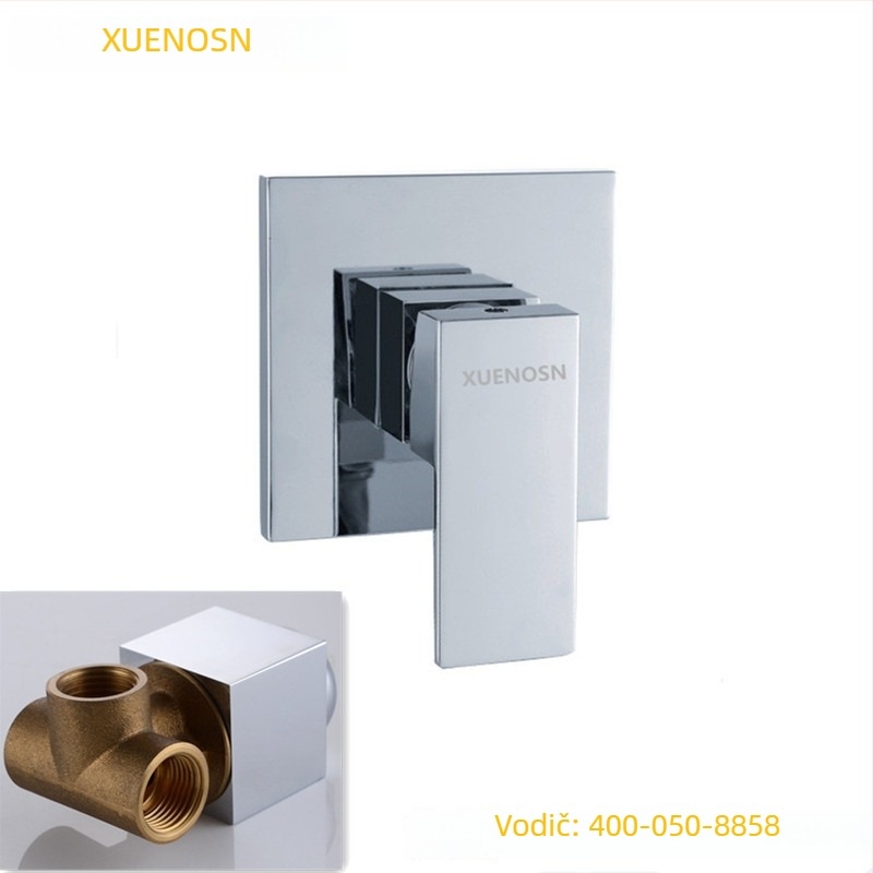 Zatvoren zidni tuš miješalica bakrenog, kvadratnog oblika, trocjevni miješajući ventil, keramicki jezgre ventil