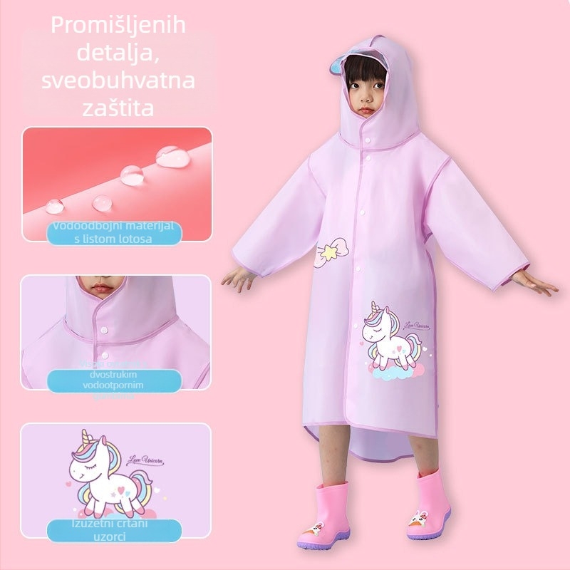 Dječji kišni pončo s karikaturalnim otiskom, CPE tkanina, za djecu, za školu, putovanja i aktivnosti na otvorenom