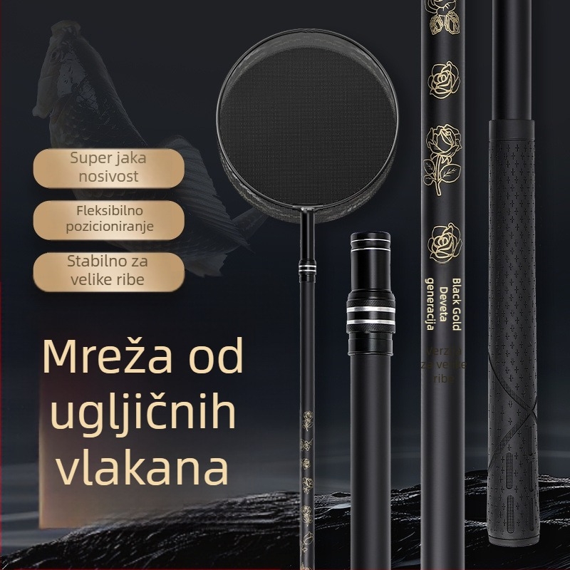 Teleskopski štap za mrežu za ribolov od karbonskih vlakana – ultra lagan, ultra čvrst, 9. generacija, komplet set