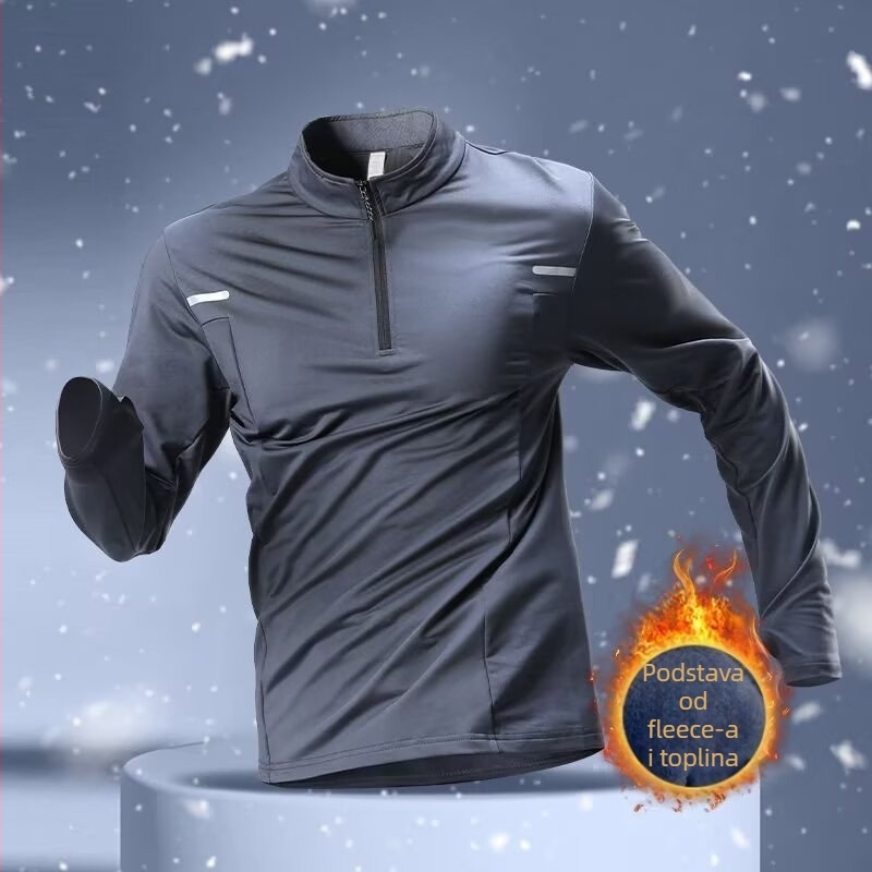 Majica s dugim rukavima, brzorastuća za jesen/zimu, prozračna, fleec podstava, visoka elastičnost