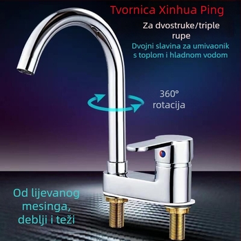 Bakreni dvodijelni miješac za umivaonik s keramičkim jezgrom ventila, model 1201, s podizanjem