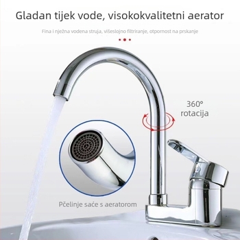 Bakreni dvodijelni miješac za umivaonik s keramičkim jezgrom ventila, model 1201, s podizanjem