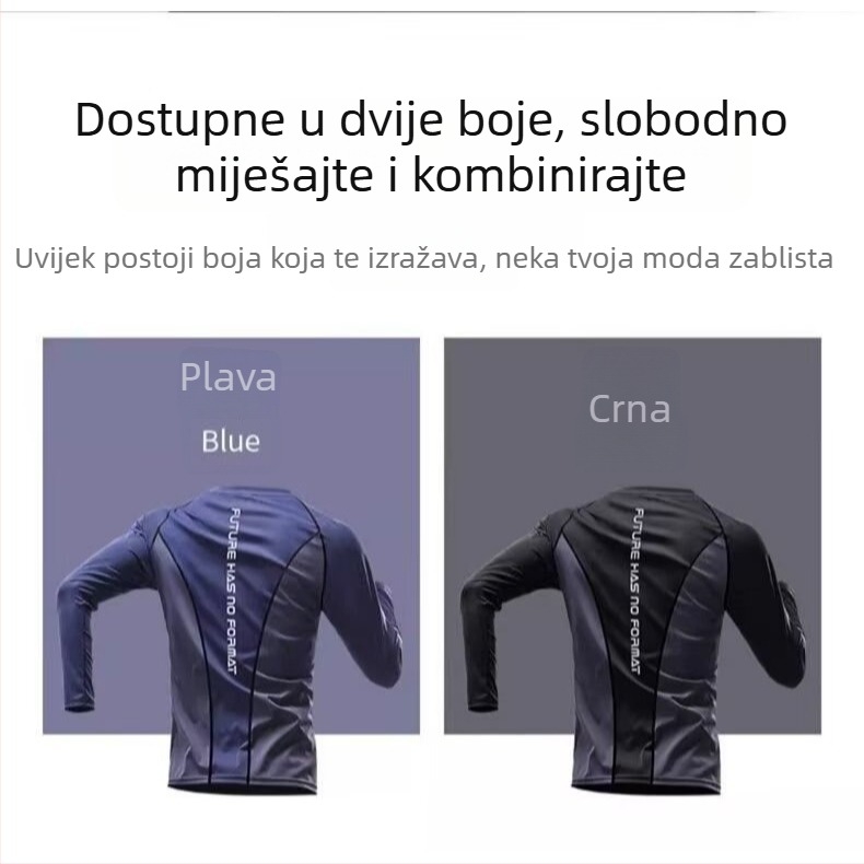 Duga rukava majica za trčanje, prozračna, brzo sušeća, poliester visoke elastičnosti, zaštita od sunca, pogodna za jesenske treninge