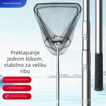 Nerđajući čelik trokutaste sklopive glave mreže za ribolov, teleskopska integrirana mreža za velike ribe