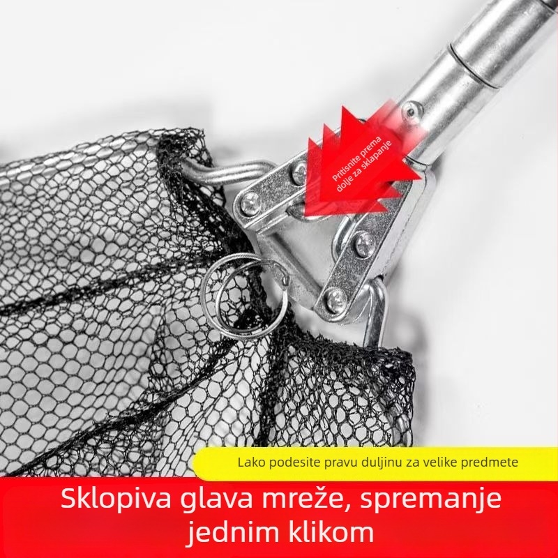 Nerđajući čelik trokutaste sklopive glave mreže za ribolov, teleskopska integrirana mreža za velike ribe