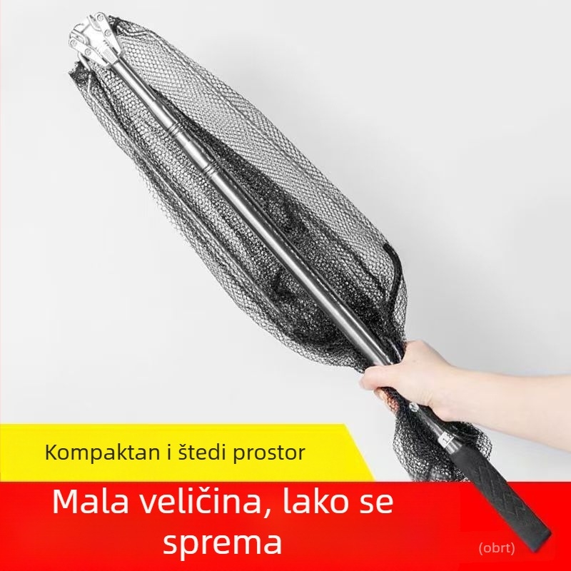 Nerđajući čelik trokutaste sklopive glave mreže za ribolov, teleskopska integrirana mreža za velike ribe