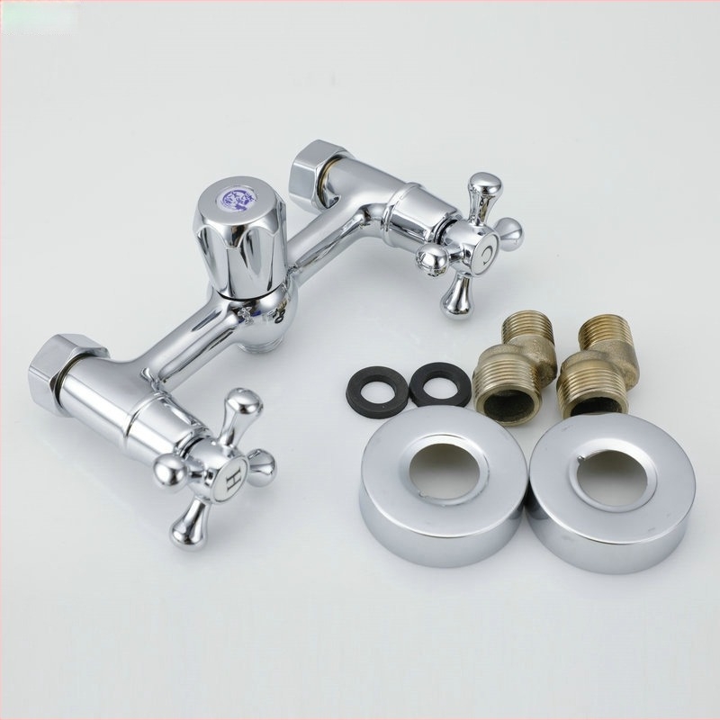 Tuš miješalica s dvostrukim upravljanjem, bakreno tijelo, 0–80°C, navojni priključak, bakreno jezgro