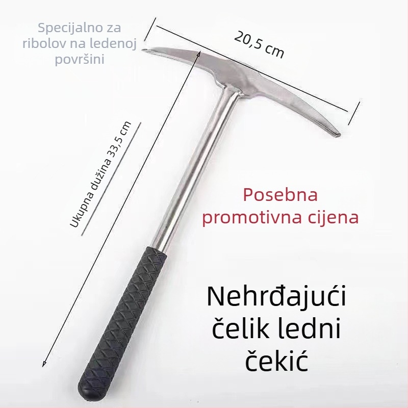 Zimska oprema za led – nehrđajući čelik, ice chisel, ice pick, ice net holder, ice breaker