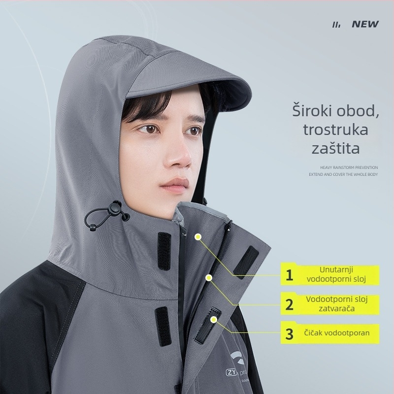 Duga kišna pončo za motocikl/električno vozilo, s rukavima, za odrasle, unisex, vodootporan PU sloj