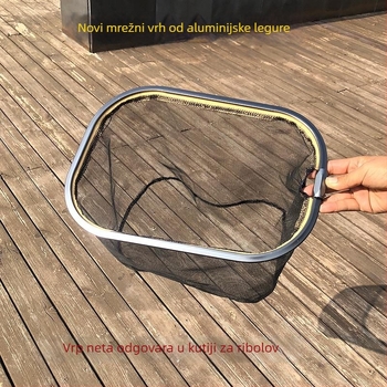 Ultra lagana aluminijska glava mreže za ribolov, četvrtastog oblika, gumom prekrivena mreža, nosivost 8 kg, dubina 25 cm, komplet za natjecanja