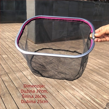 Ultra lagana aluminijska glava mreže za ribolov, četvrtastog oblika, gumom prekrivena mreža, nosivost 8 kg, dubina 25 cm, komplet za natjecanja
