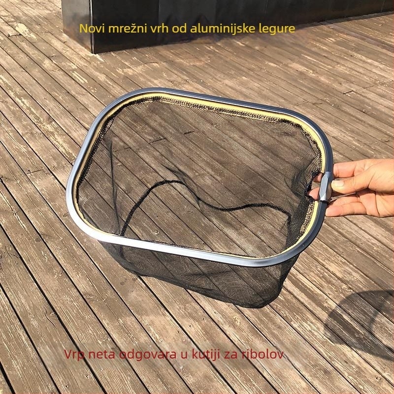 Ultra lagana aluminijska glava mreže za ribolov, četvrtastog oblika, gumom prekrivena mreža, nosivost 8 kg, dubina 25 cm, komplet za natjecanja