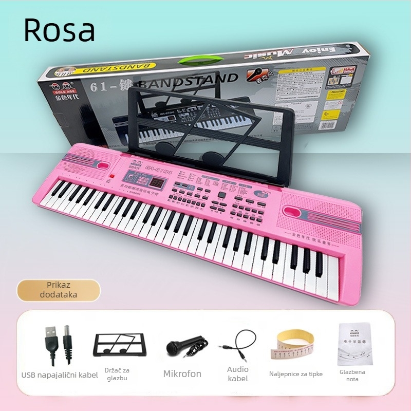 61-klavijenski elektronički organ za ranu edukaciju, PVC materijal, Golden Age, za djecu od 4 do 6 godina