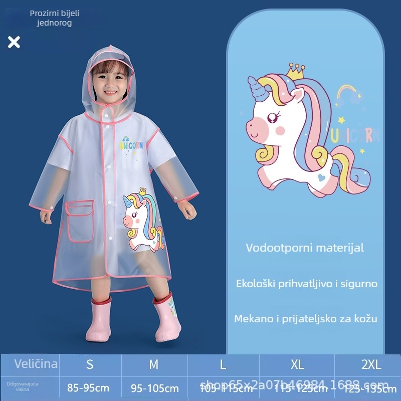 Dječji kišni kaput-pončo s karikaturnim dizajnom, PEVA tkanina, za djecu, otisak loga, Beimei