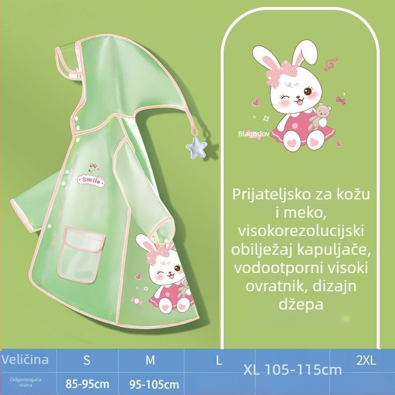 Dječji kišni kaput-pončo s karikaturnim dizajnom, PEVA tkanina, za djecu, otisak loga, Beimei