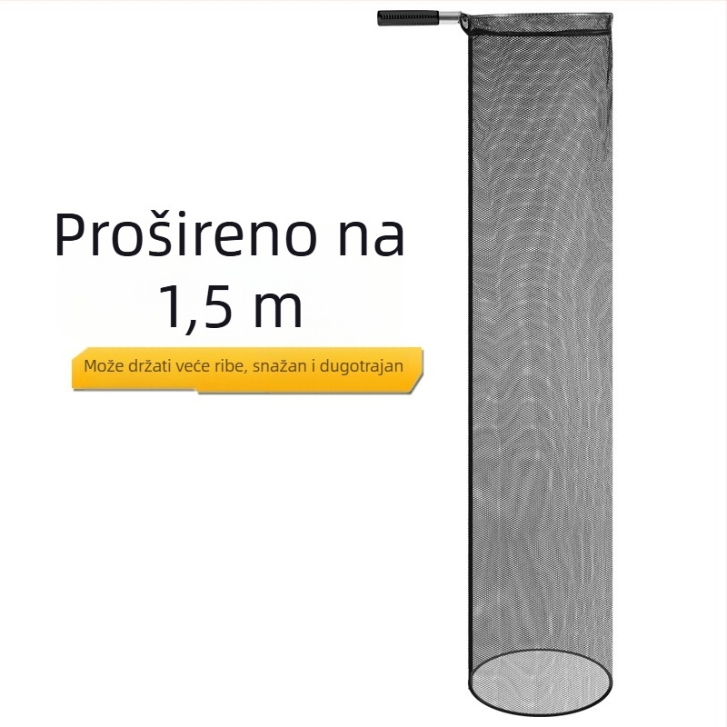 Riblja mreža od nehrđajućeg čelika, s finim mrežicama, promjer prstena 30, dubina mreže 1,5 m, nosivost 20