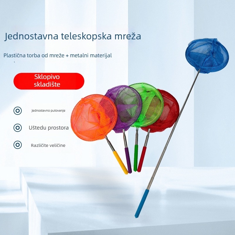 Dječja rastezljiva mreža za ribolov s okvirom od nehrđajućeg čelika i mrežastom torbom – sklopiva, Leyiyi fishing gear