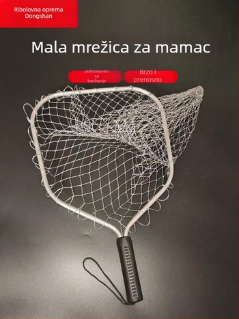 Ručno izrađena ribarska mreža s kratkom drškom, mreža s velikim očima i pletenom glavom