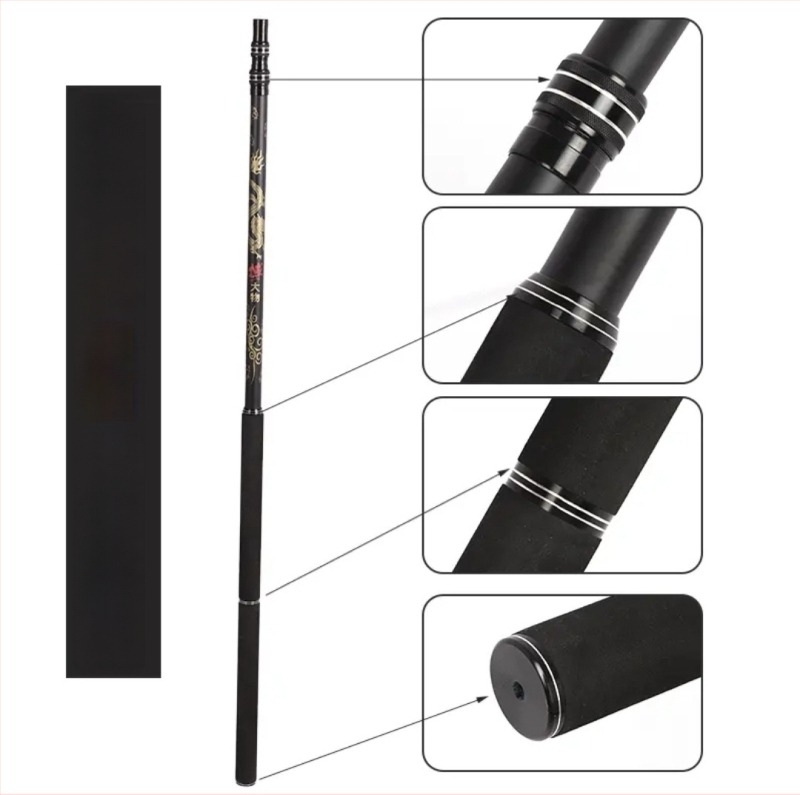 Karbonska štap za mrežu za ribolov, teleskopka, sa 4 sekcije