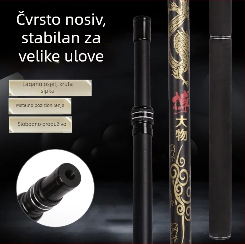 Karbonska štap za mrežu za ribolov, teleskopka, sa 4 sekcije