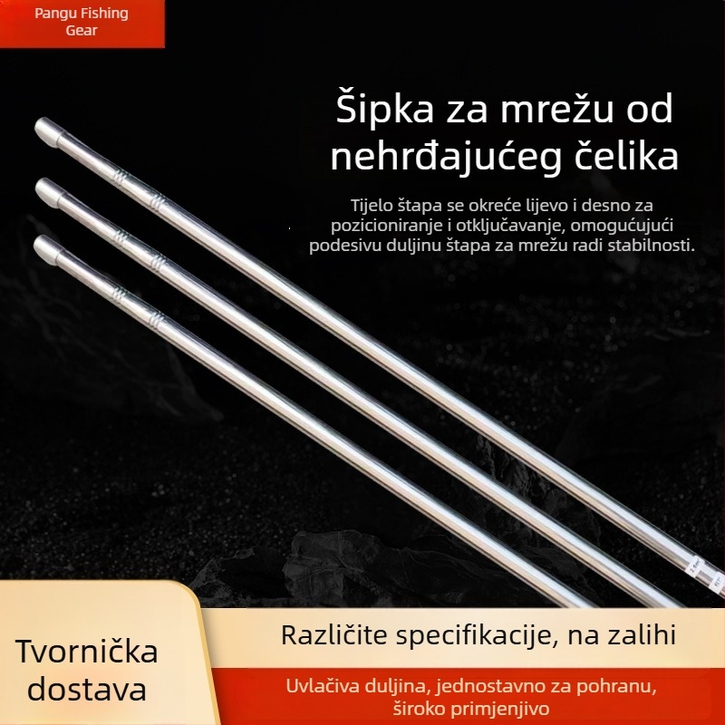 Štap za mrežu za ribolov, prošireni s pozicioniranjem, čvrsta konstrukcija, štap za ribarsko koplje, reljefno bijelo čelika završna obrada