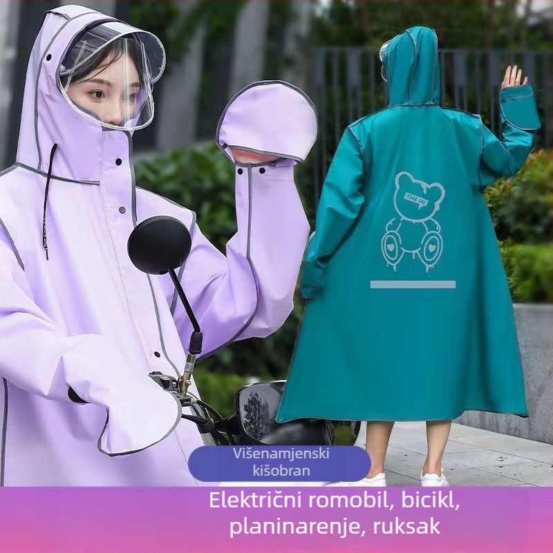 Kišni kaput za električno vozilo/motocikl, PVC tkanina, potpuno tijelo pončo, odrasla osoba, 1 osoba, mogućnost prilagodbe logotipa