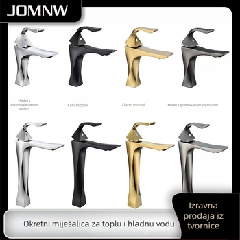 Miješac za umivaonik – bakarna legura, keramički disk ventil, podizni mehanizam, 0–90°C