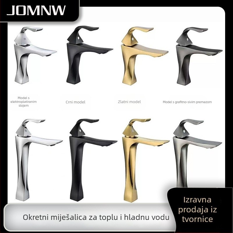 Miješac za umivaonik – bakarna legura, keramički disk ventil, podizni mehanizam, 0–90°C