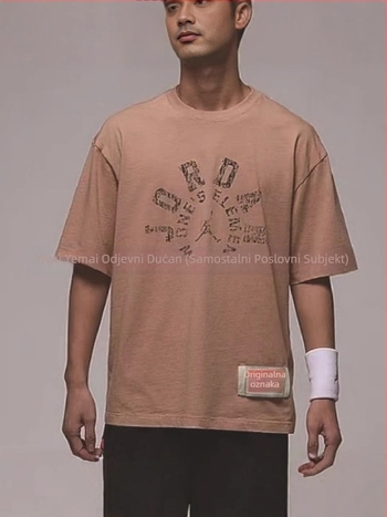 Muška pamuk kratkih rukava majica s okruglim izrezom, abstraktni otisak, ljetni kroj