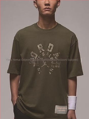 Muška pamuk kratkih rukava majica s okruglim izrezom, abstraktni otisak, ljetni kroj