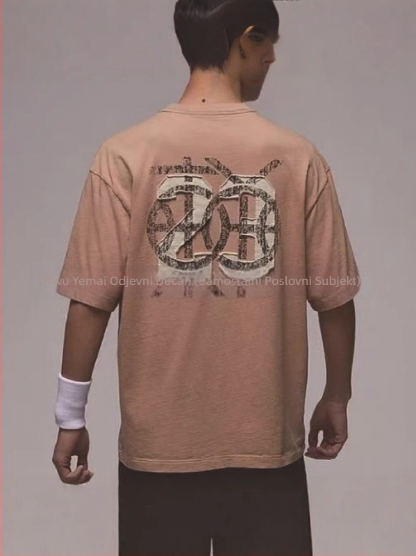 Muška pamuk kratkih rukava majica s okruglim izrezom, abstraktni otisak, ljetni kroj