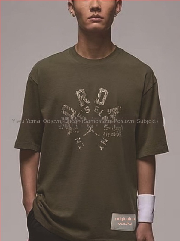 Muška pamuk kratkih rukava majica s okruglim izrezom, abstraktni otisak, ljetni kroj